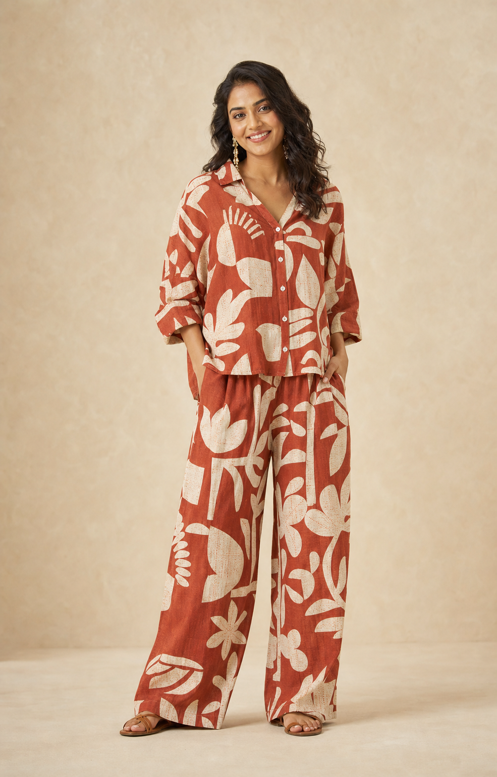 Rust Art-Print Co-ord Set